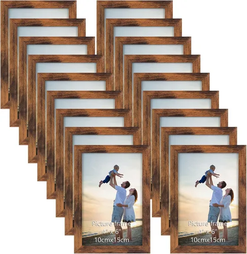 Vista 20 de Hoikwo 18 paquetes de marcos de fotos de plástico negro de 3.5x5 multifuncionales con cubierta de plástico para fotos familiares, obras de arte
