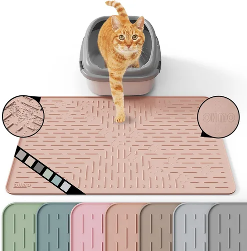 Vista 23 de OHMO Alfombrilla Grande para Arena de Gatos Alfombrilla de Captura Premium Goma de Silicona 31.5 x 23.6 pulgadas Gris Ceniza, Alfombrilla para Caja