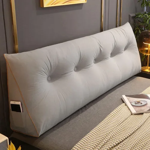 Vista 8 de Cómoda almohada lumbar para descansar la cama, cojín triangular para leer y respaldo, almohada de cabecera para cama, almohada de lectura grande