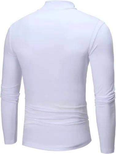 Vista 5 de Camisetas negras para hombre 2023 de manga larga cuello alto cálido suéter casual suave cómodo sólido Mock Pullover Undershirt