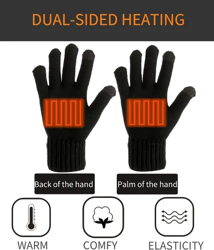 Vista 4 de Guantes eléctricos con calefacción USB de 5 V para hombres y mujeres, mantienen tus manos calientes con calentadores de manos de invierno, guantes