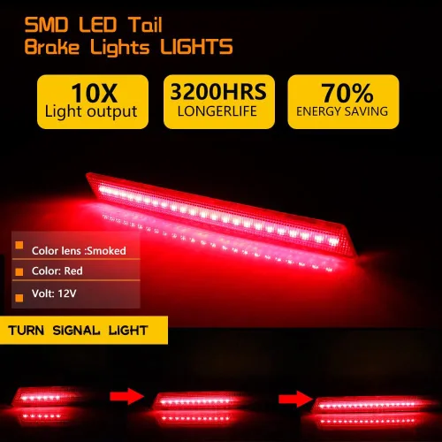 Vista 5 de 3 EN 1 LED Lente Roja Para 2013 2014 2015 2016 2017 Cadillac XTS Reflector de Parachoques Luces Traseras Señal de Giro Freno Luz de Stop