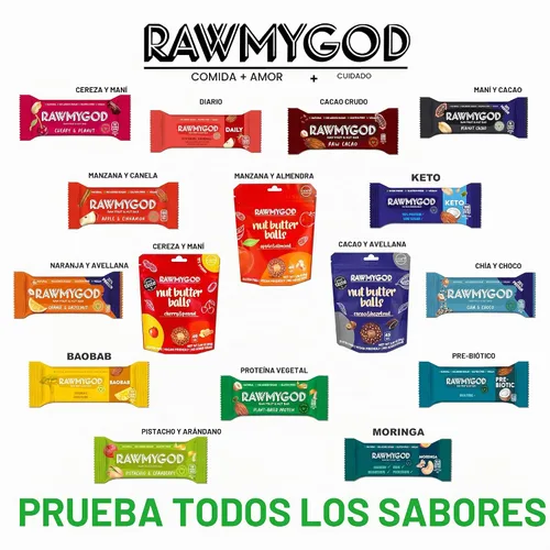 Vista 12 de RAWMYGOD Barras de Frutas y Nueces, Sin Gluten, Veganas, Sin Azúcar Añadida