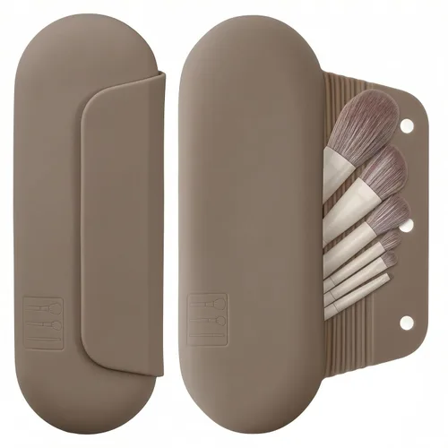 Vista 15 de AGIKET Soporte de silicona para brochas de maquillaje, bolsa de cosméticos de viaje: soporte suave y portátil para brochas cosméticas faciales
