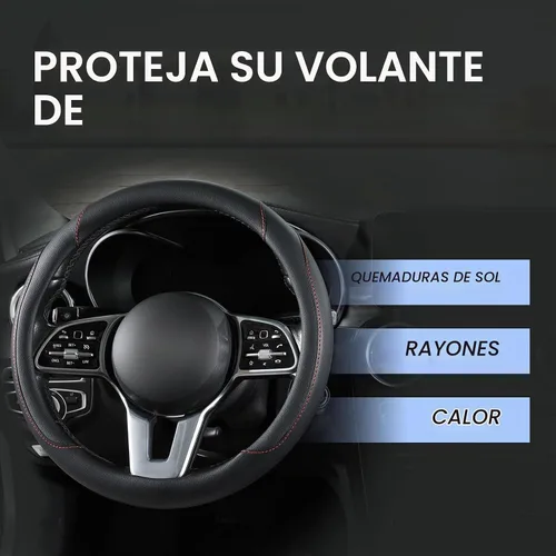 Vista 4 de Funda para volante de automóvil, funda para volante de piel de microfibra con ajuste universal de 14.5-15 pulgadas, antideslizante, cómoda