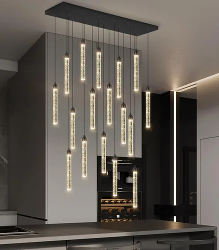 Vista 17 de Candelabros de cristal modernos de 1 luz LED regulable Iluminación colgante para isla de cocina, comedor, pasillo