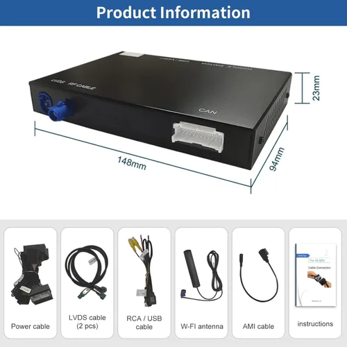 Vista 7 de Road Top Carplay inalámbrico Android Auto para Audi A4 A5 S4 S5 RS4 RS5 Q5 2008-2015 con sistema 3GMMI, kit de readaptación Carplay, soporte
