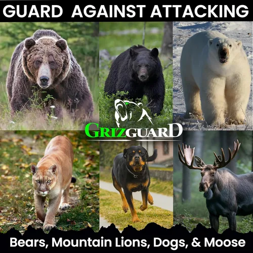 Vista 2 de UDAP Griz Guard Bear Pepper Spray disuasorio de autodefensa con funda para camping, senderismo, pesca, potente patrón de explosión, barrera