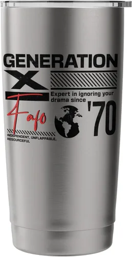 Vista 3 de Gen X FAFO Gen X Gen X Generation Xer Born 1970 - Vaso aislado de acero inoxidable retro vintage