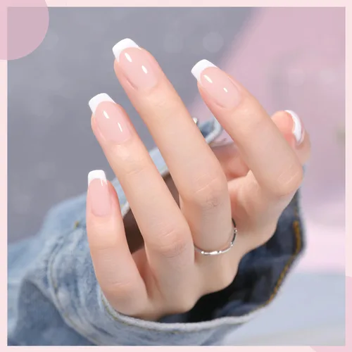 Vista 5 de GAOY Kit de Manicura Francesa, Estampador de Uñas y 2 Esmaltes de Uñas en Gel, Incluye Colores Nude Jelly Rosa Lechoso y Blanco para Punta Francesa
