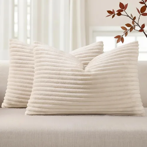 Vista 19 de Simmore Juego de 2 fundas de almohada decorativas de verano de 16 x 16 pulgadas, fundas de almohada suaves de franela de felpa natural de doble cara