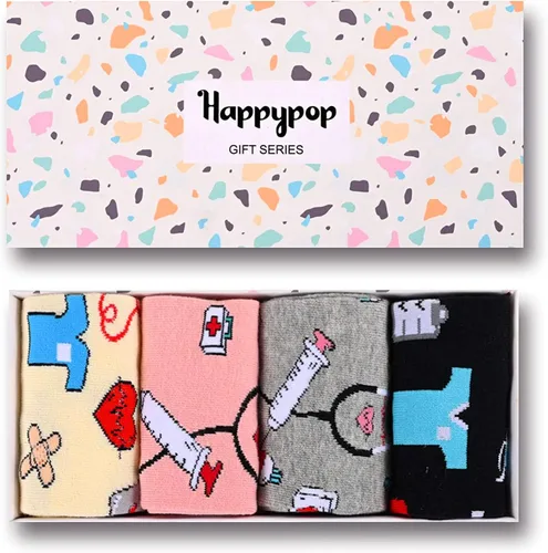 Vista 2 de HAPPYPOP Calcetines divertidos de dentista enfermera médico libros médicos regalos novedosos para amantes de los libros dentistas enfermeras