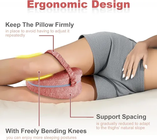 Vista 5 de Almohada de rodilla para dormir de lado, almohada de piernas para dormir, almohada de rodilla con correa, almohada de alineación entre las piernas
