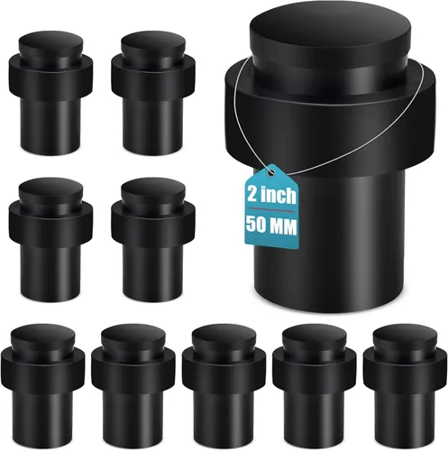 Vista 26 de KOLAKO Tope de puerta, tope de puerta de piso, negro para parte inferior de la puerta, 2 pulgadas (1.969 in), resistente, cilíndrico comercial