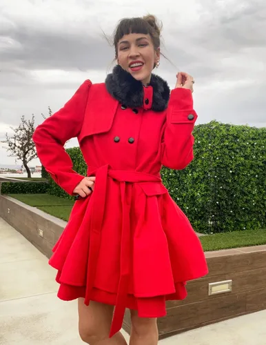 Vista 2 de Zeagoo Abrigo estilo gabardina de lana gruesa con solapa de pelo sintético y botones cruzados para mujer, tallas S a 2XL