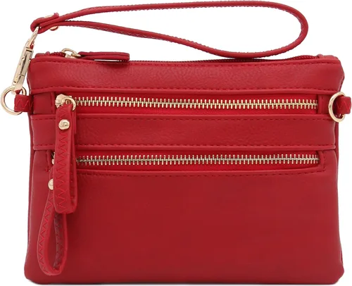 Vista 33 de Bolso de hombro cruzado con múltiples bolsillos y cremallera y correa de muñeca pequeña