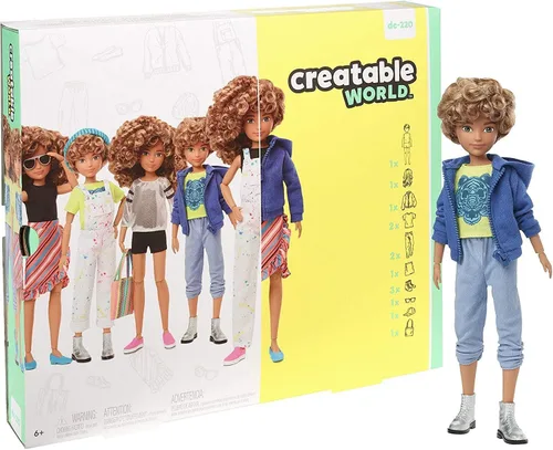 Vista 7 de Creatable World Deluxe - Kit de personajes personalizable, pelo liso negro