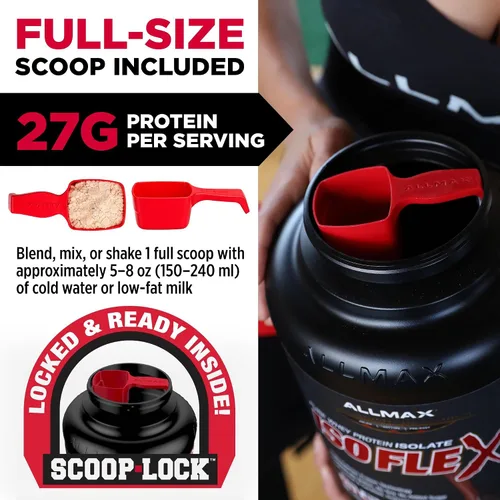 Vista 4 de ALLMAX Nutrition - ISOFLEX Polvo de Proteína de Suero, Proteína de Suero Aislada, 27g de Proteína, Pastel de Cumpleaños, 2 lb