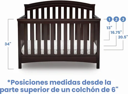 Vista 7 de Delta Children Emerson - Cuna convertible 4 en 1, certificado Greenguard Gold, chocolate negro