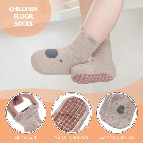 Vista 5 de TRUEHAN 5 pares de calcetines antideslizantes con puños para bebés, para niños y niñas