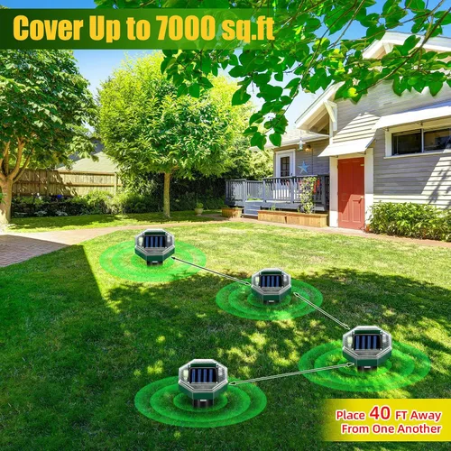 Vista 3 de Paquete de 8 repelentes de topos con energía solar, repelente de serpientes para patio, césped, jardín, impermeabilidad IP65, estacas disuasorias
