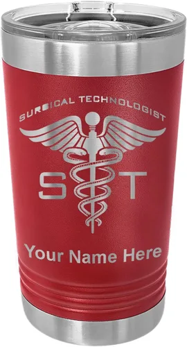 Vista 18 de LaserGram Vaso de pinta aislado al vacío de 16 onzas, ST Surgical Technologist, grabado personalizado incluido (negro)