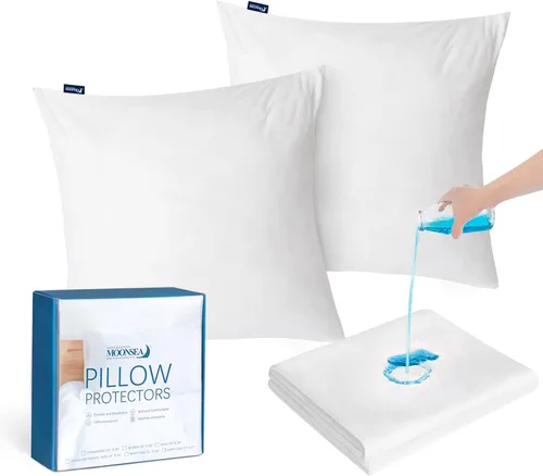 Vista 11 de Moonsea Paquete de 2 protectores de almohada impermeables con cremallera, tamaño estándar de 20 x 26 pulgadas, fundas de almohada, funda