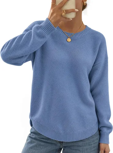 Vista 15 de MEROKEETY Suéteres de Otoño e Invierno para Mujeres Casuales Sueltos Cómodos Tops de Suéter Pullover Jumper Outfits de Moda 2025 Beige