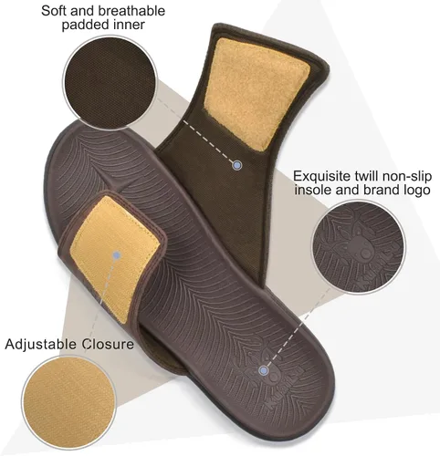Vista 3 de KuaiLu Sandalias deportivas para hombre con cojín suave y soporte de arco para fascitis plantar, puntera abierta, ajustables, para interiores