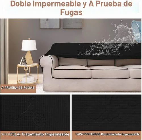 Vista 3 de Easy-Going - Funda de sofá 100% impermeable, funda de sofá con impermeabilidad doble, funda de sofá jacquard elástica, protector de muebles a prueba