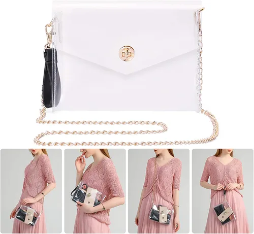 Vista 2 de MOETYANG Bolso transparente de embrague transparente Crossbody Bolsas de hombro Bolsas aprobadas por estadios Oro11