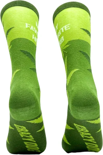 Vista 7 de Crazy Dog T-Shirts Calcetines divertidos para hombre, diseño de hojas de marihuana, 420, para amantes del humo, Verde - Hierba