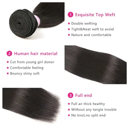 Vista 12 de Beauty Forever Yaki - Extensiones de cabello humano virgen mongol sin procesar, grado 12A, 3 paquetes de cabello humano virgen mongol sin procesar