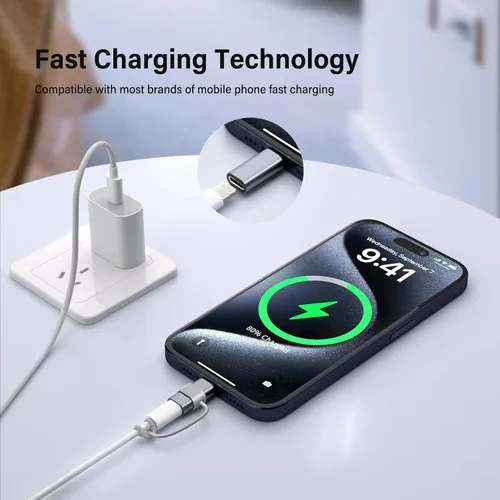 Vista 4 de Thousover Paquete de 4 adaptadores Lightning a USB C para iPhone 15/16/17 Pro/17 Pro Max, para cargador de iPhone 17/16, accesorios 17/16, carga