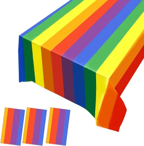 Vista 5 de Paquete de 3 manteles de plástico con bandera de plástico para el 4 de julio, manteles desechables para barbacoa, picnic, cumpleaños, bodas