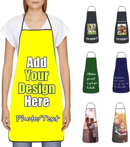 Vista 16 de Delantal Personalizado, Diseña Tu Propio Delantal de Cocina para Cocinar, Sube Tus Fotos Favoritas Logo, Añade Cualquier Nombre o Texto
