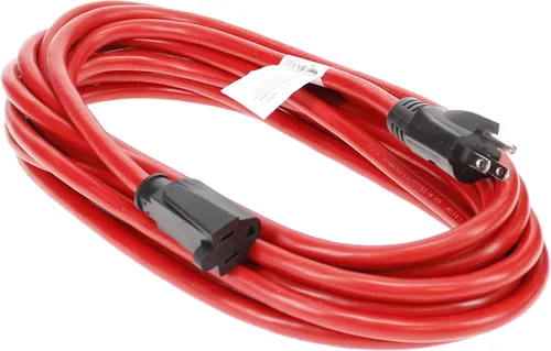 Vista 12 de Otimo SJTW rojo de 25 pies, 12/3, cable de extensión prémium para exteriores, enchufe transparente con 3 puntas, 15A 1875W, resistente al agua y a