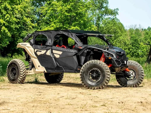 Vista 7 de SuperATV Primal Soft Cab - Puertas superiores para Can-Am Maverick X3 MAX 2017+ Resistente al agua, desgarros, rayos UV Ventanas de vinilo