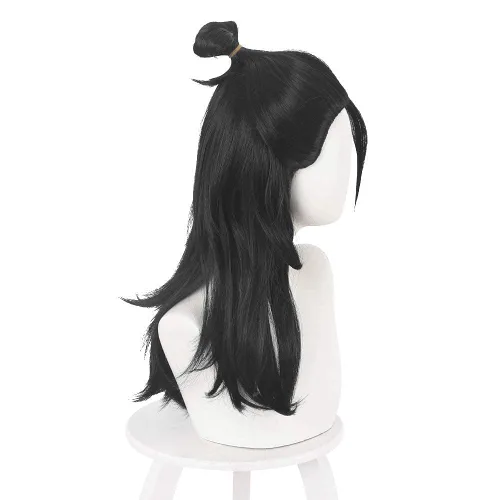 Vista 5 de XiongXiongLe Peluca de anime para cosplay, Jujutsu Kaisen Geto Suguru, pelo negro, pelucas de repuesto para niñas, niños, fiesta, Halloween, Navidad