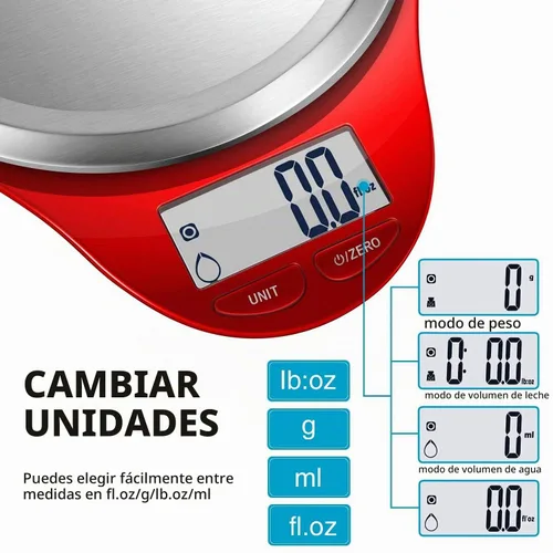 Vista 3 de NUTRI FIT Báscula de cocina digital para alimentos, peso gramos y onzas