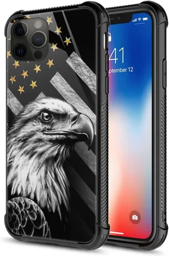 Vista 17 de ZHEGAILIAN Funda compatible con iPhone 12/12 Pro, funda de invasión de vaca alienígena OVNI, parte trasera de vidrio templado + funda protectora
