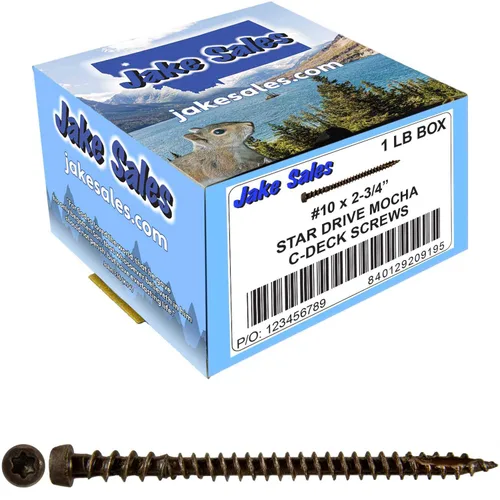 Vista 41 de Jake Sales #10 x 1-3/4" Cape COD Gris - Tornillo para madera de composite para terrazas con recubrimiento exterior, cabeza Torx/Star Drive