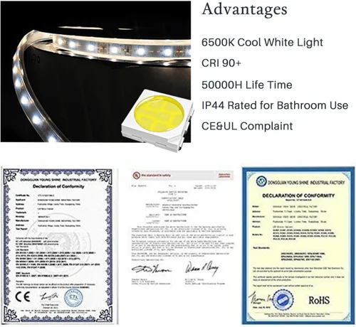 Vista 5 de H&A Espejos LED de baño, espejos de longitud completa de 65 x 24 pulgadas para pared, espejo rectangular moderno para colgar en la pared, vertical u