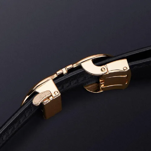 Vista 5 de VANNANBA Leather Ratchet Belts for Men Automatic Buckle with Belt Box, Gift for Men