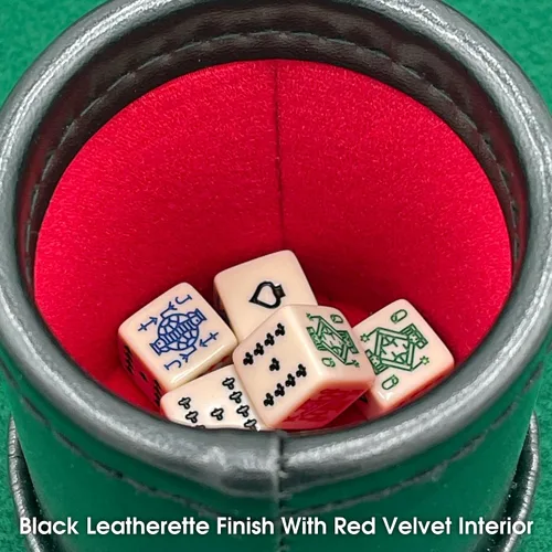 Vista 4 de CHH SS-CQG-7815 - Taza de cuero de lujo con 5 dados de póquer