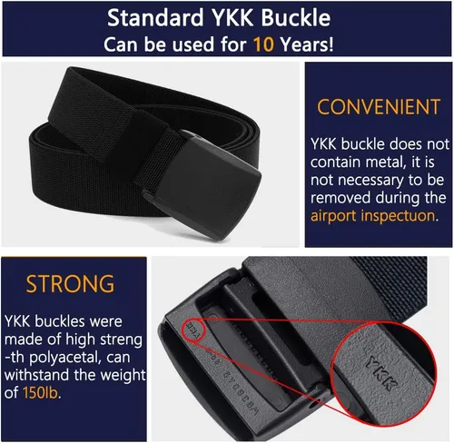 Vista 19 de LionVII Cinturones elásticos para hombre con hebilla de plástico sin metal para deportes de trabajo, fácil de recortar para adaptarse a cintura
