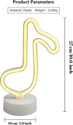 Vista 7 de Cartel de neón LED para interior, luz nocturna con base de soporte, funciona con batería/USB, luz decorativa de neón