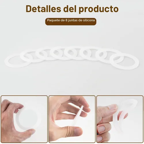Vista 6 de Anillo de sellado de junta de repuesto para cafeteras de aluminio para estufas, 3 tazas y 4 tazas de silicona de repuesto de grado alimenticio