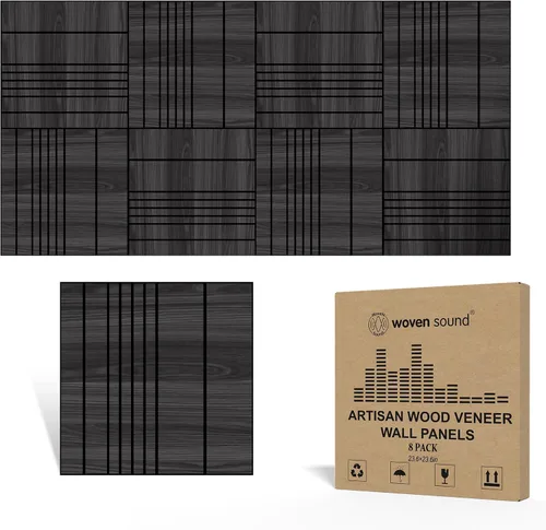 Vista 19 de WoveN SounD Paneles de pared acústicos, teca, paquete de 8, 23.6 x 23.6 pulgadas