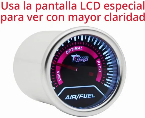 Vista 3 de ESUPPORT - Medidor de índice de aire/combustible de 2 pulgadas (52mm) para automóviles Pantalla de luz blanca 12V de la lente del tinte del humo